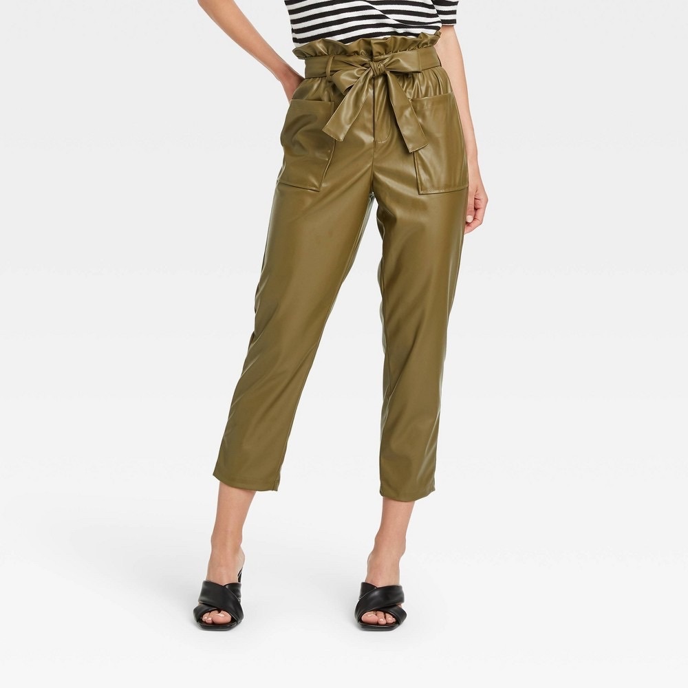Women's Ankle Length Paper Bag Trousers- Who What Wear™- Size 14